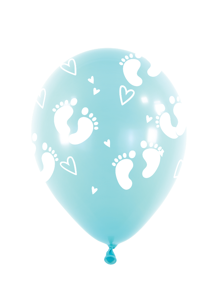 11" Baby Footprints Pastel Blue (6 Stück)