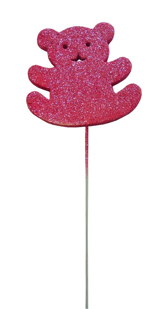 Glimmer Bärchen auf Draht - rosa 7cm