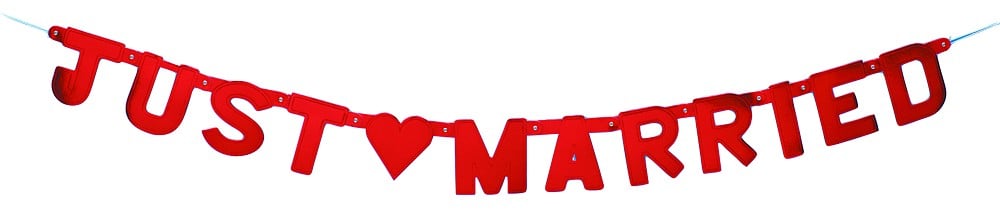 Just Married-Girlande,rot