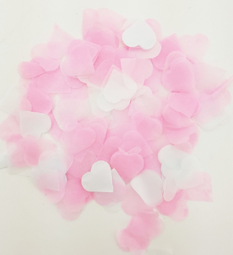 Papier-Konfetti Herz weiß/rose 2cm (100g)
