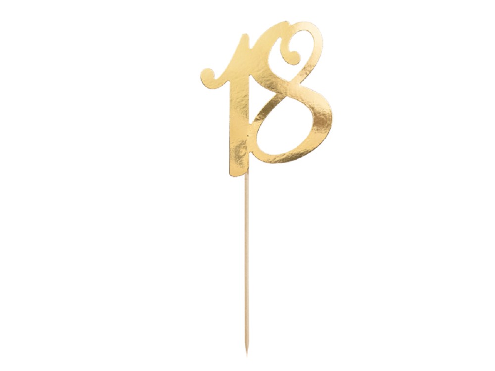 Cake Topper - ''18'' - gold - 20,5cm - 1 Stk.