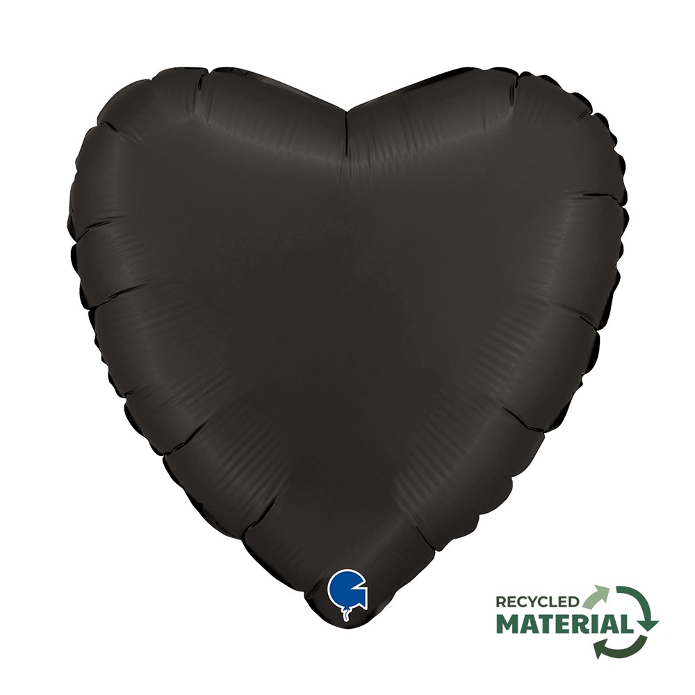 18" Heart Satin Fumé Black (unverpackt)