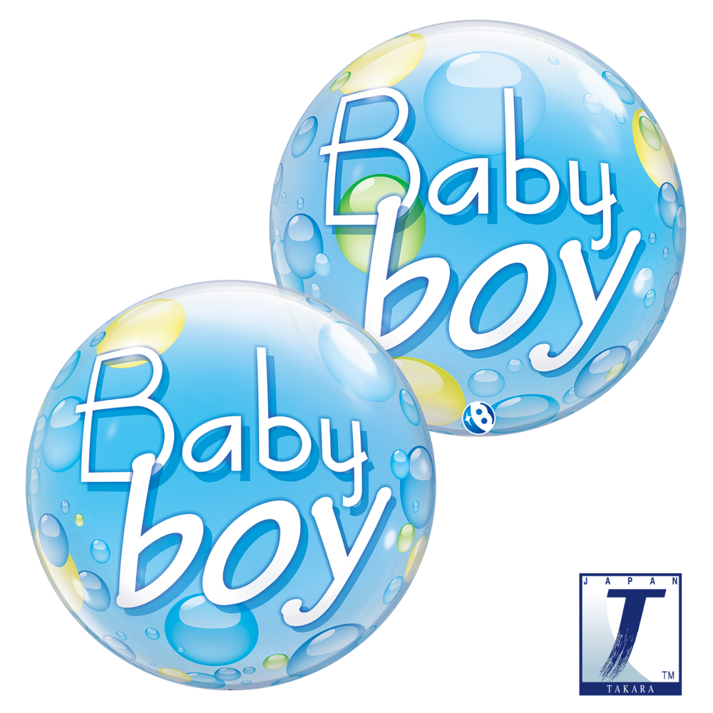 22" Single Bubble Baby Boy Blue & Confetti Dots 22" Single Bubble Baby Boy Blue & Confetti Dots