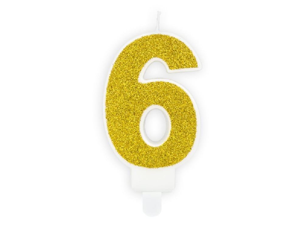 Geburtstagskerze - ''6'' - gold - 7cm - 1 Stk.