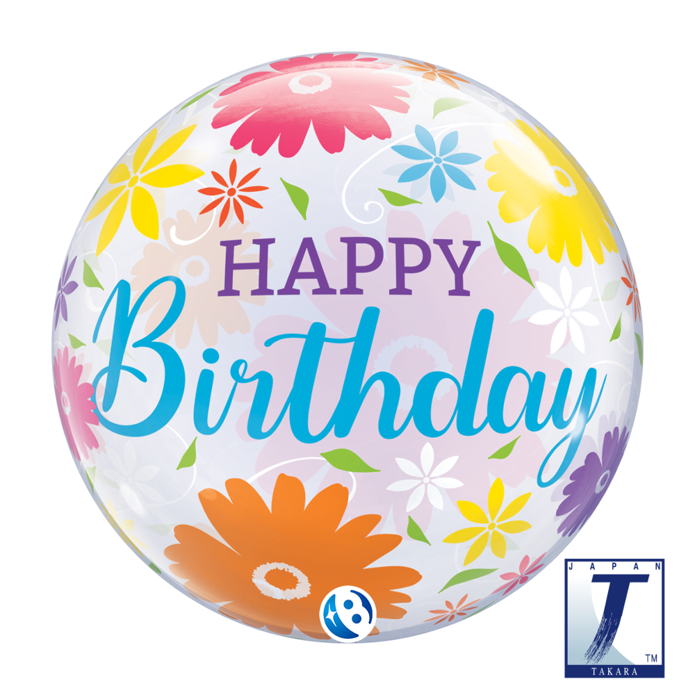 22" Single Bubble Birthday Flowers & Filigree