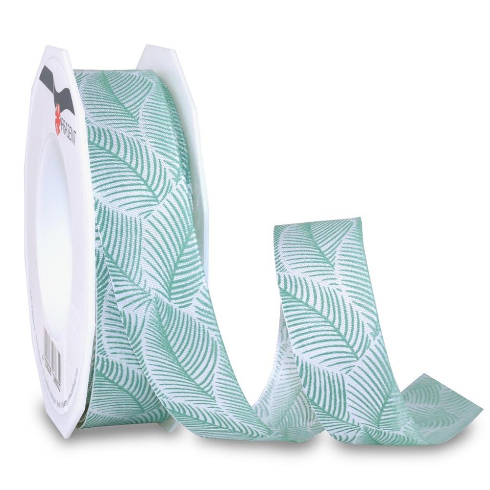 Stoffband mit Drahtkante 25mm Nizza Grün (20m)