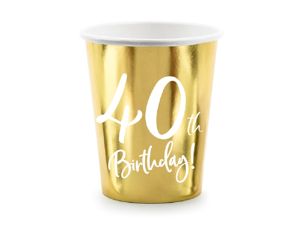 Becher - 40th Birthday - gold - 220ml - 6 Stk.