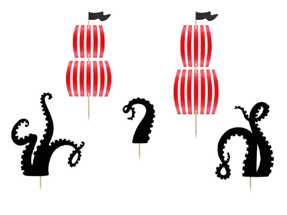 Cake Topper - Piraten - Mix - 13,5-21cm - 5 Stk.