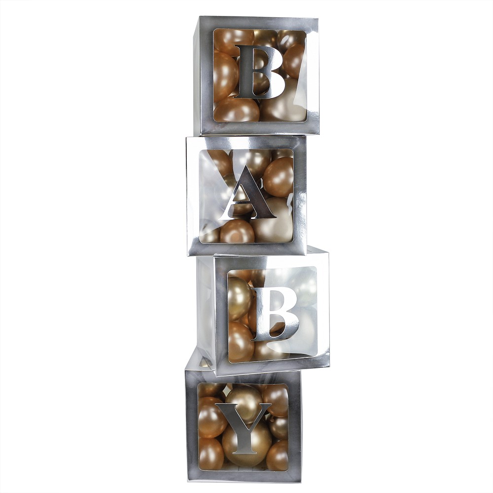 Deko-Boxen Set -  "Baby" Silber
