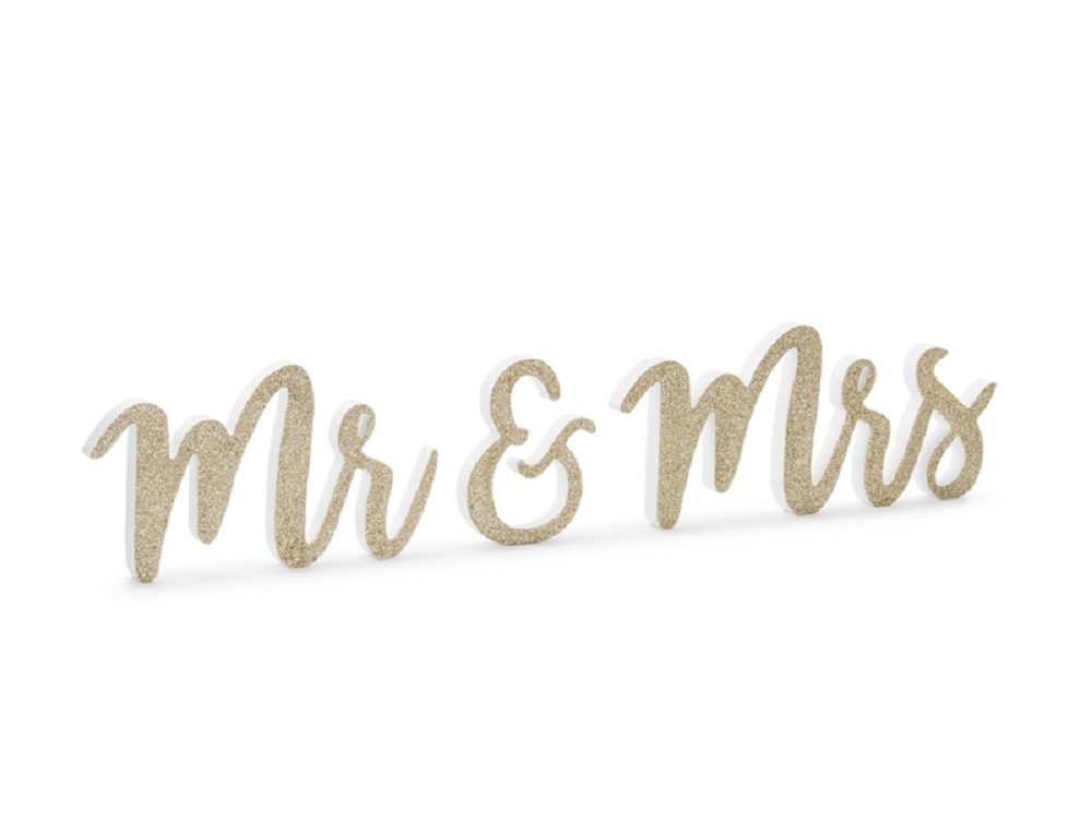 Schriftzug - Mr & Mrs - Holz - gold - 50x10cm - 1 Stk.