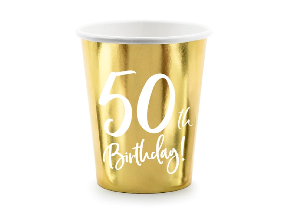 Becher - 50th Birthday - gold - 220ml - 6 Stk.