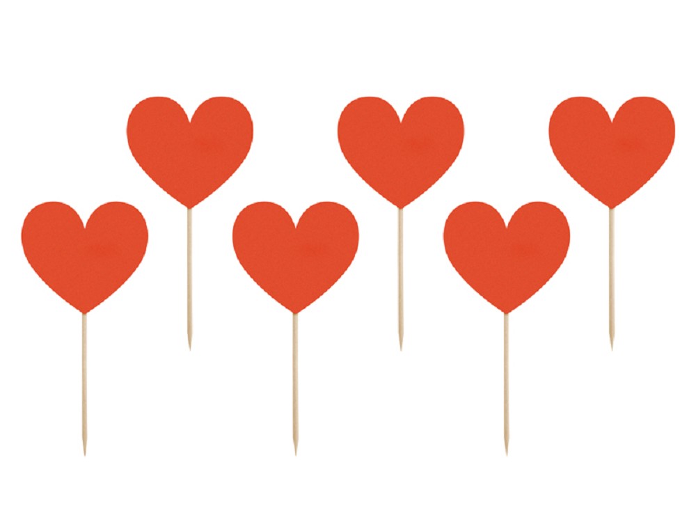 Cake Topper - Rote Herzen - 11cm - 6 Stk.