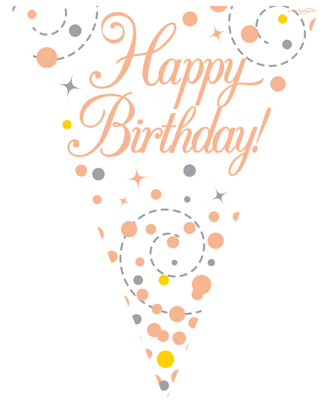 Wimpelkette H.B ."Happy Birthday" White & Rosé Gold Holograp