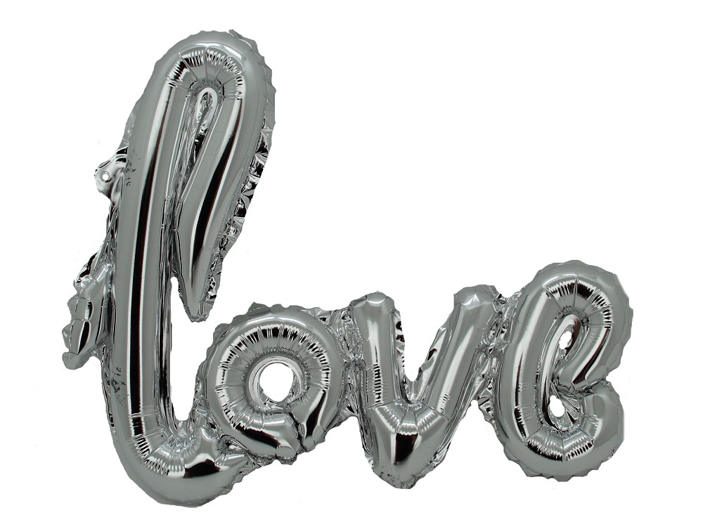22" Schriftzug "Love" silber (mit Ventil)