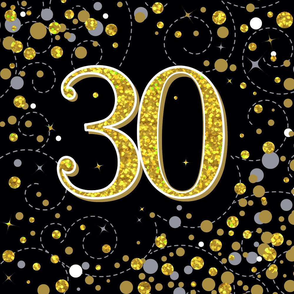 Servietten H.B. "30" Sparkling Fizz Black & Gold
