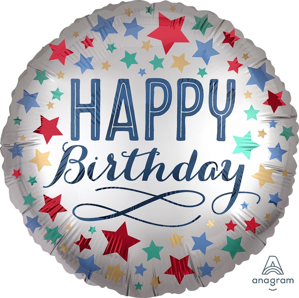 18"Birthday Satin With Stars