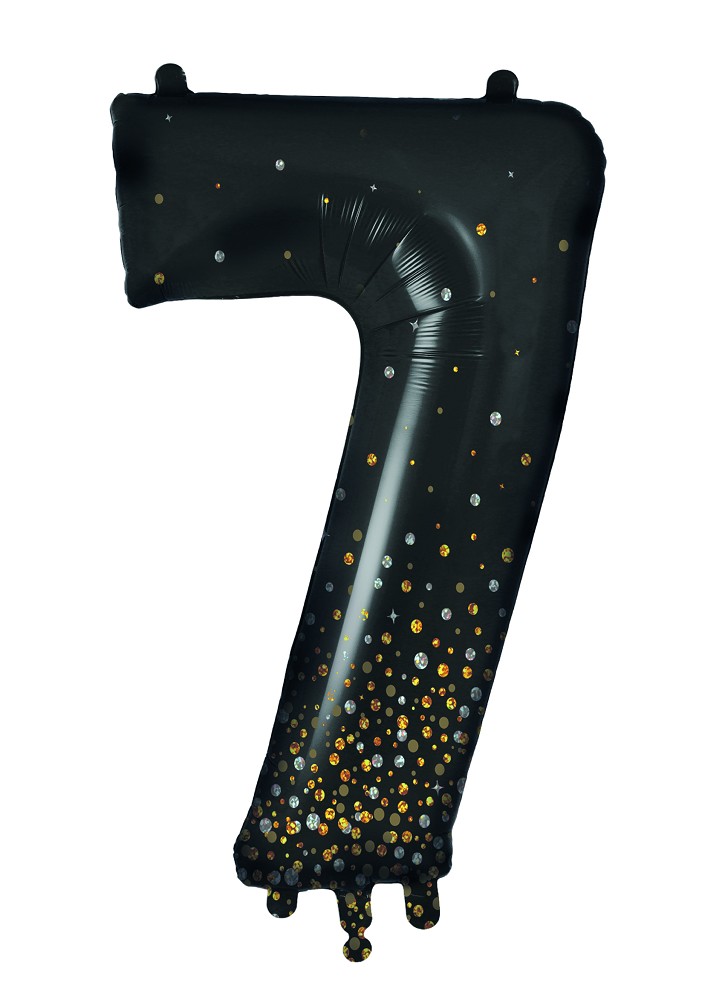 34" Folienzahl "7" Sparkling Fizz Holographic Black