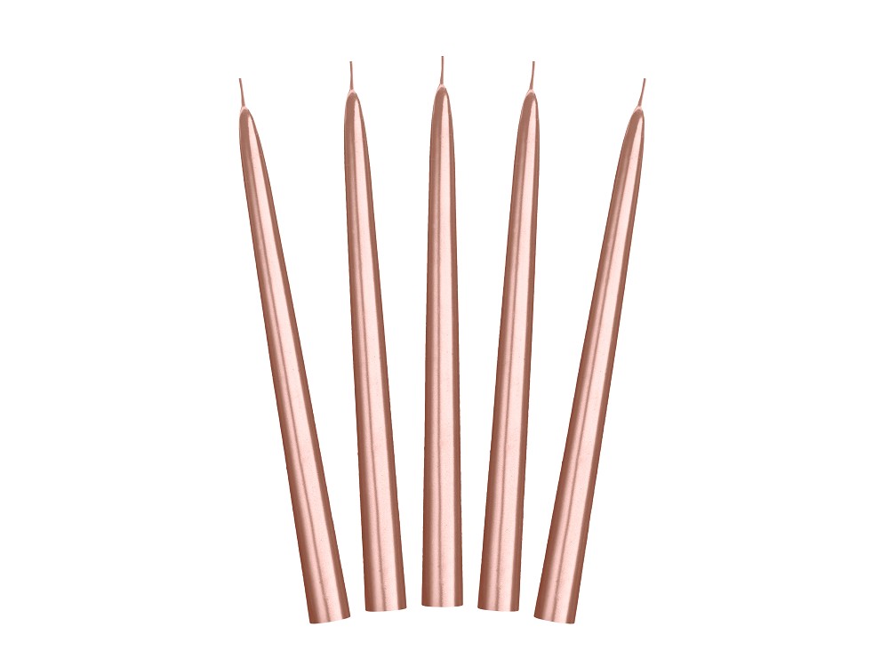 Kegelkerze - Matt roségold - 24cm - 1 Pck. (10 Stk.)