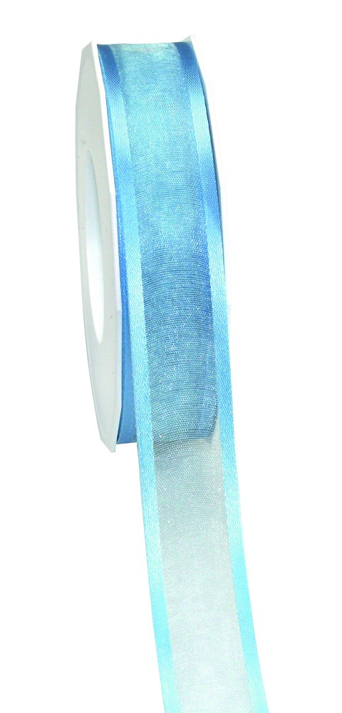 Organzaband mit Stoffkante 25mm Babyblau (25m)