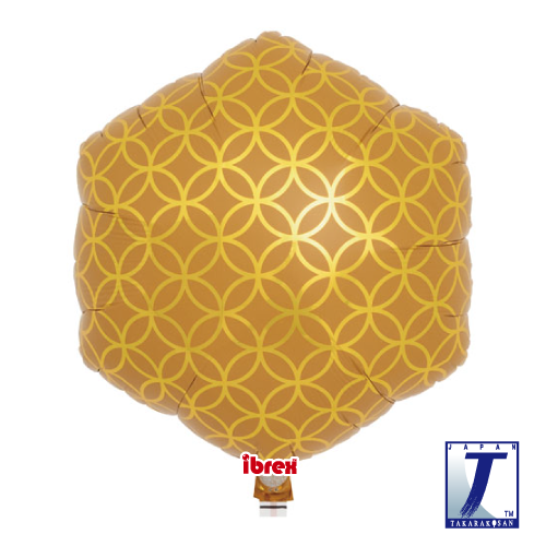 14" Hexagon Japanese Fine Pattern Cloisonne Gold (Ibrex)