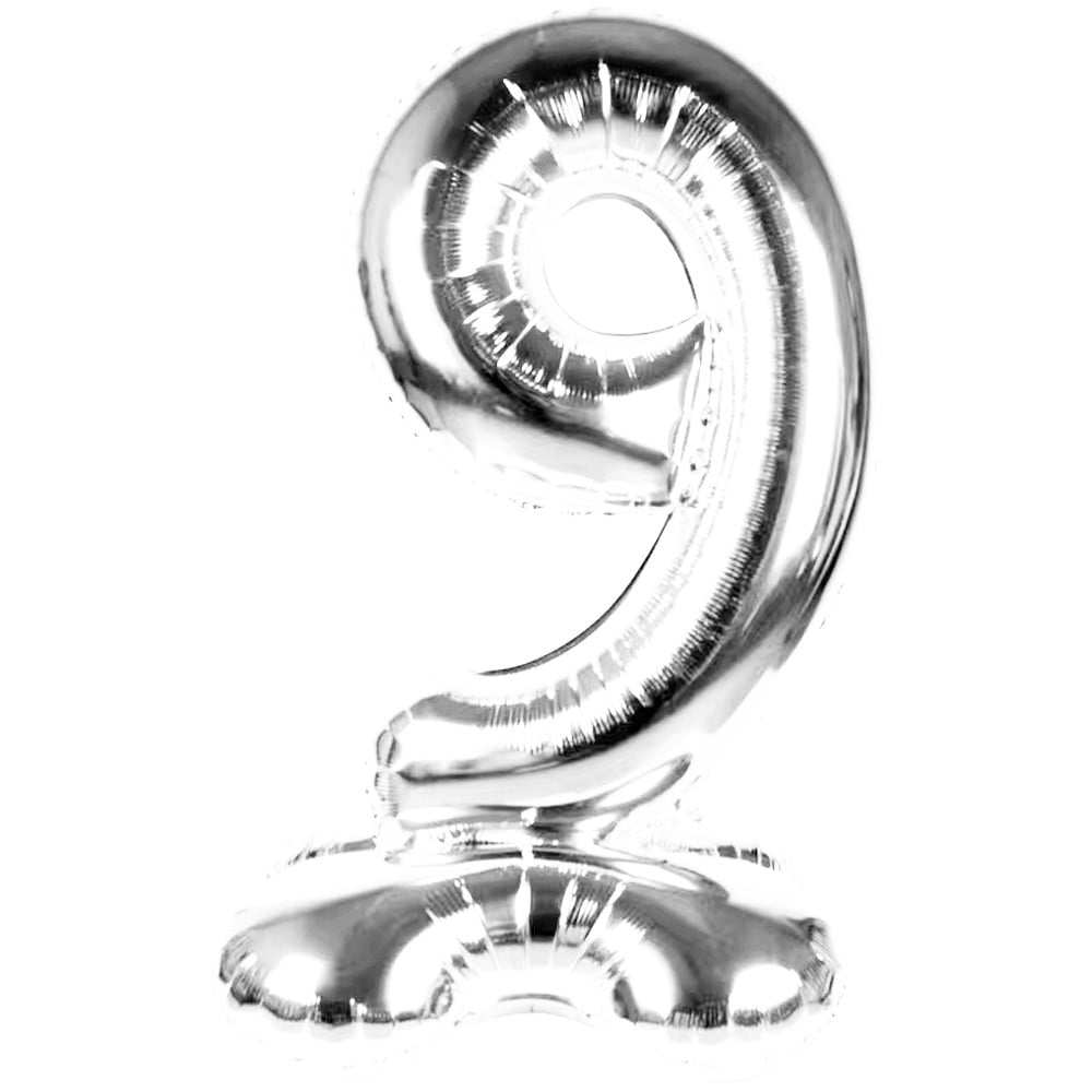 50" Stand Up Balloon Zahl 9 silber
