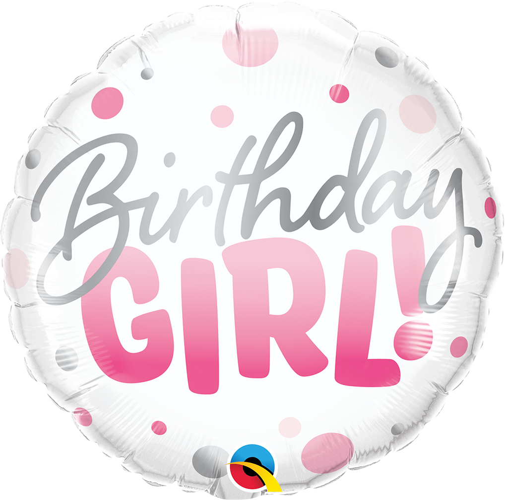 18" Birthday Girl Pink Dots