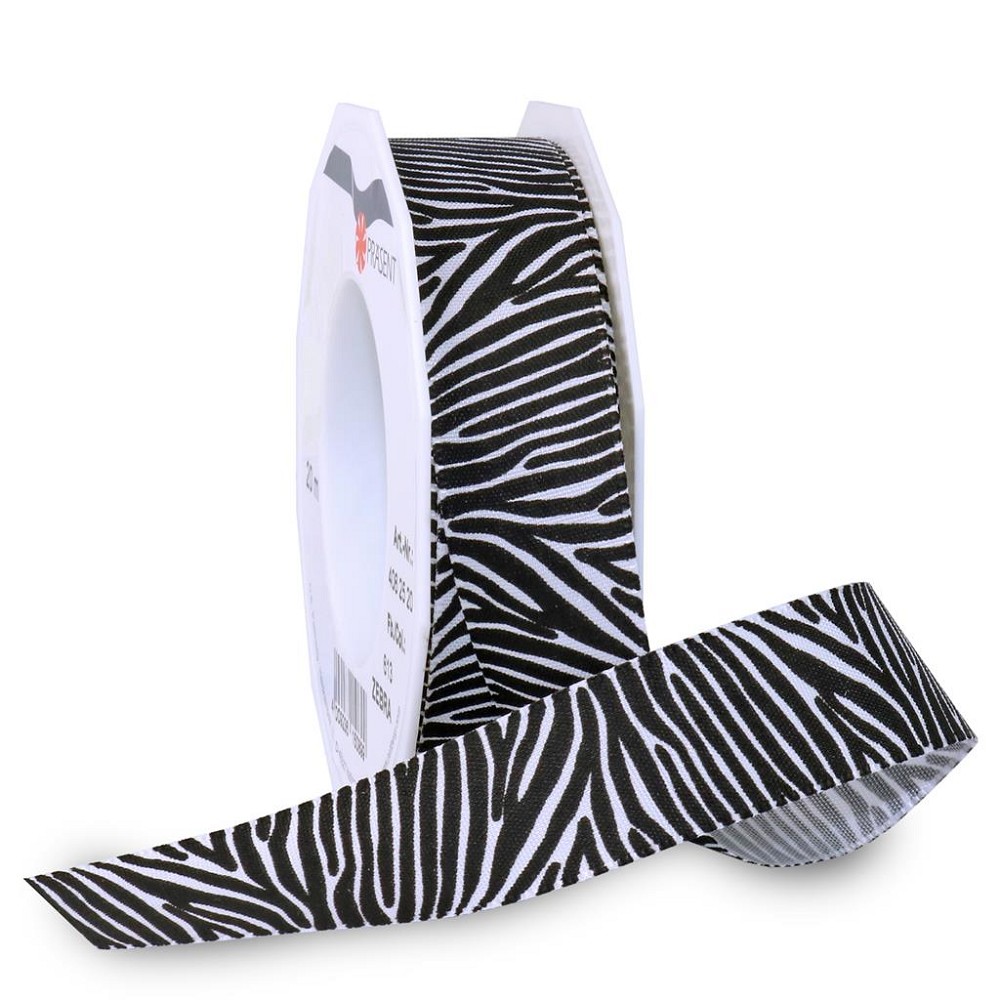 Taftband 25mm Safari Zebra (20m)
