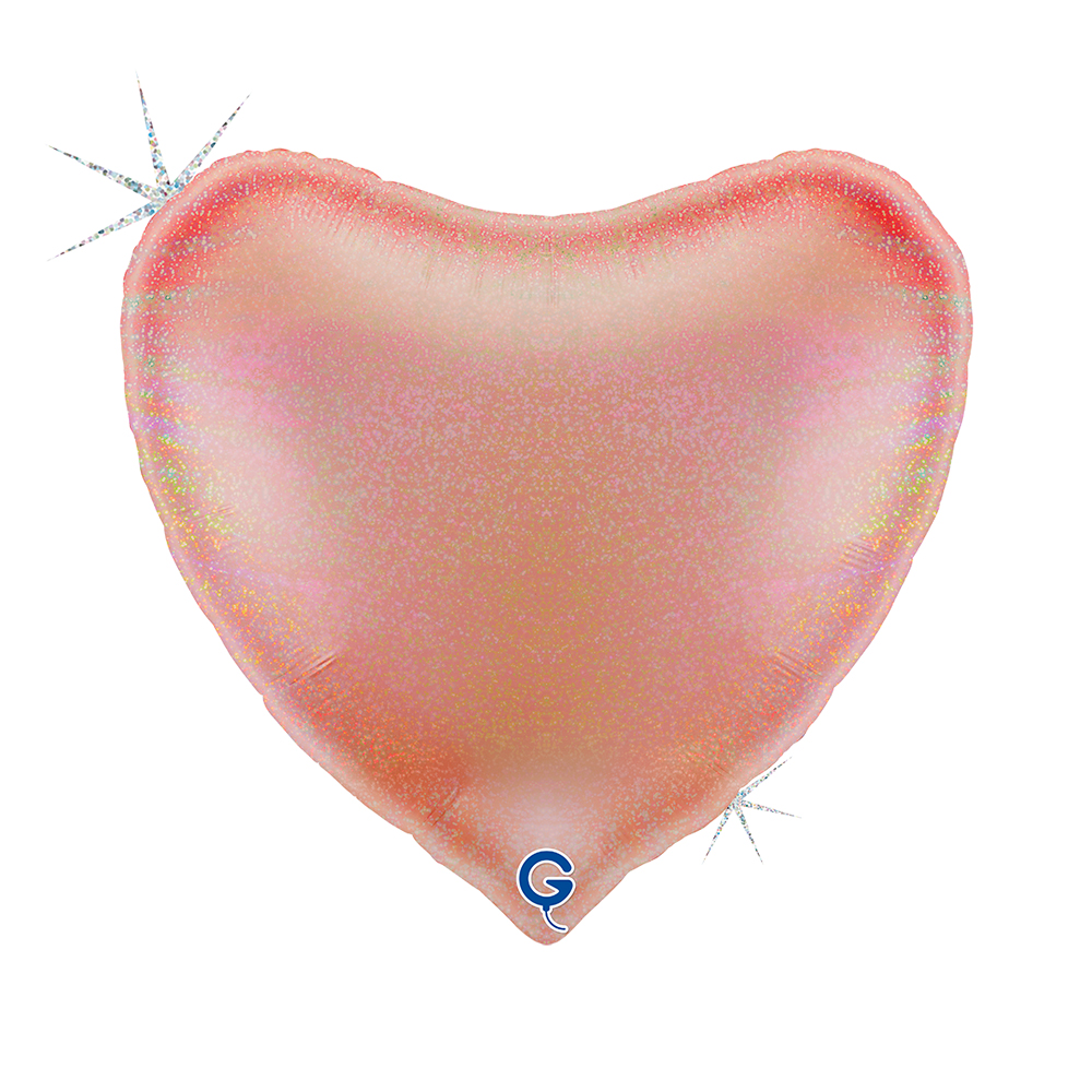 36" Herz  Glitter Holographic Rosé Gold (unverpackt)