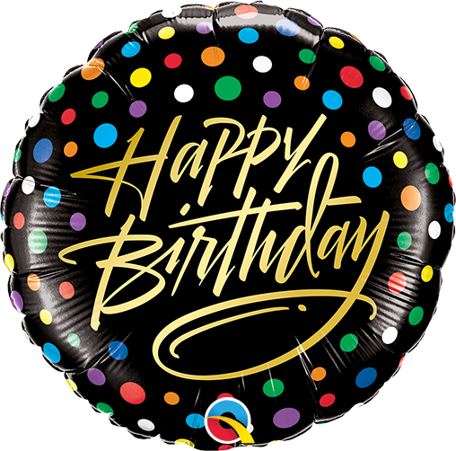 9" Birthday Gold Script & Dots (ohne Ventil, zum Selbstversc