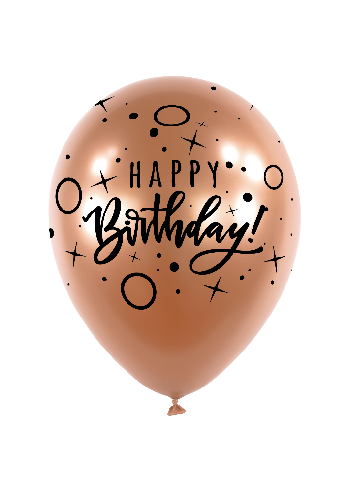 11" Birthday Dots and Sparkles Satin Luxe Rose Copper (6 Stü