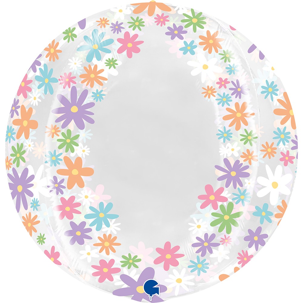 19" Globe - Transparent Colorful Daisies 4D (ohne Ventil)