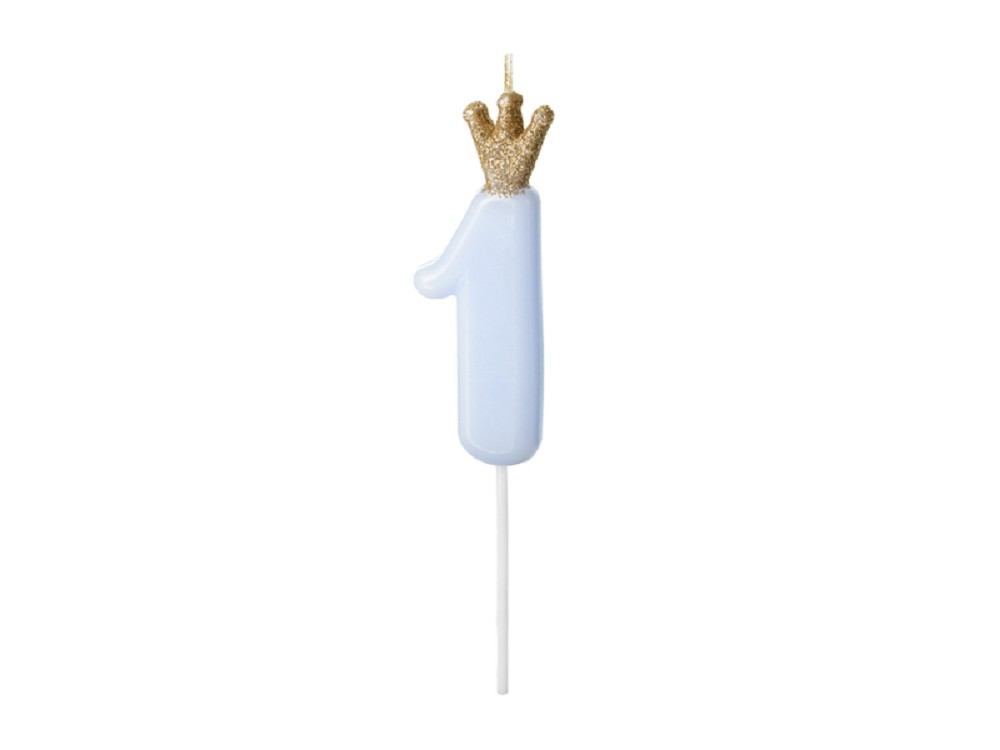 Geburtstagskerze - "1" - hellblau - 9,5cm - 1 Stk.