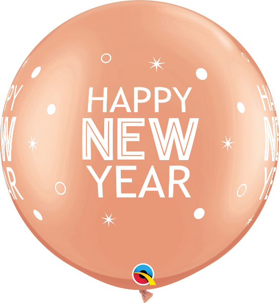 30" Riesenballon New Year Sparkles & Dots Rose Gold