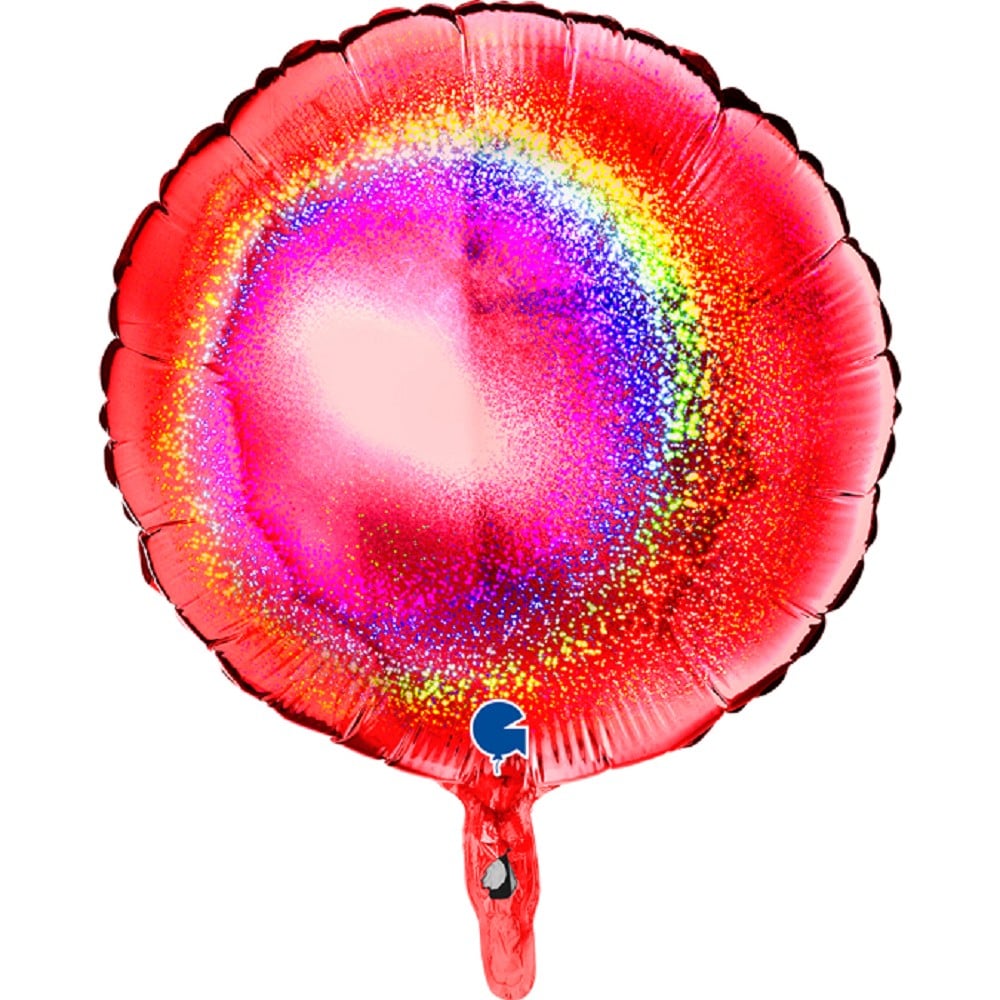 18" Rund Glitter Holographic Red (unverpackt)