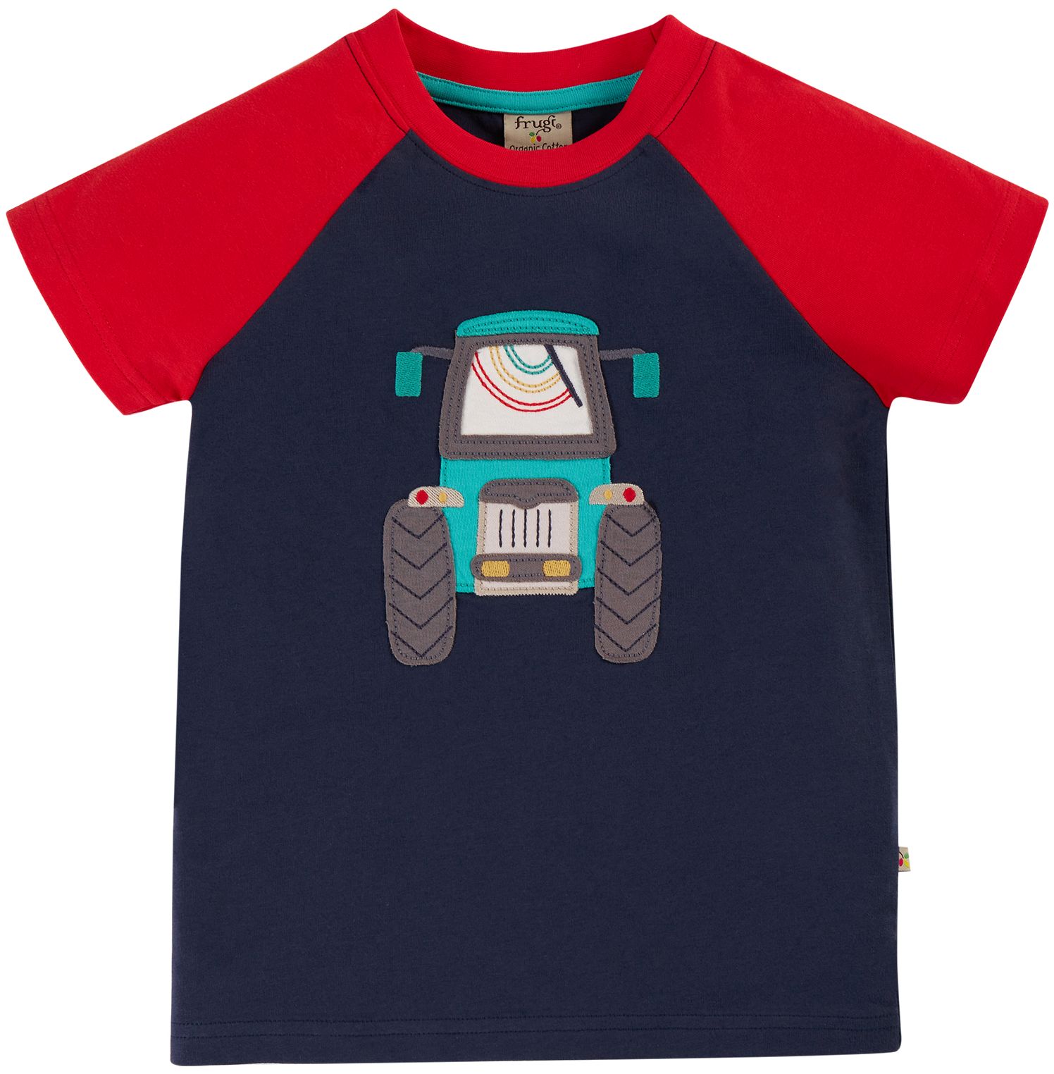 Kurzarm-Shirt mit Traktor-Applikation indigo