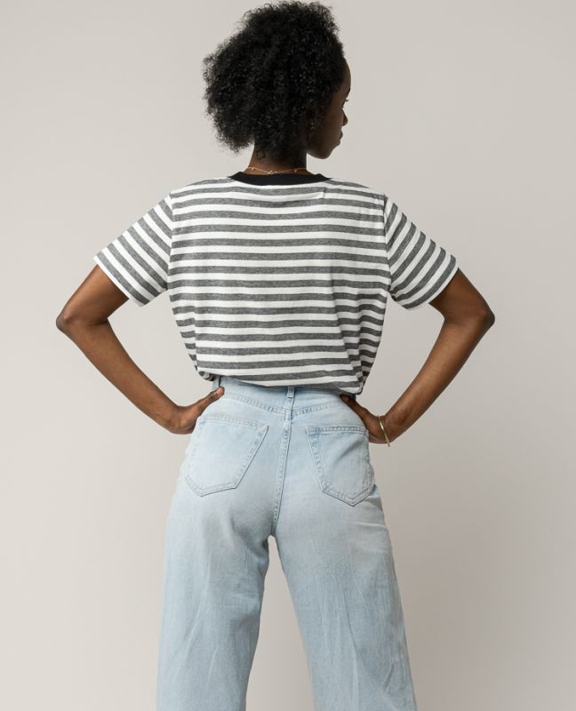 Gestreiftes Basic Damen-Shirt KHIRA thin stripes/black