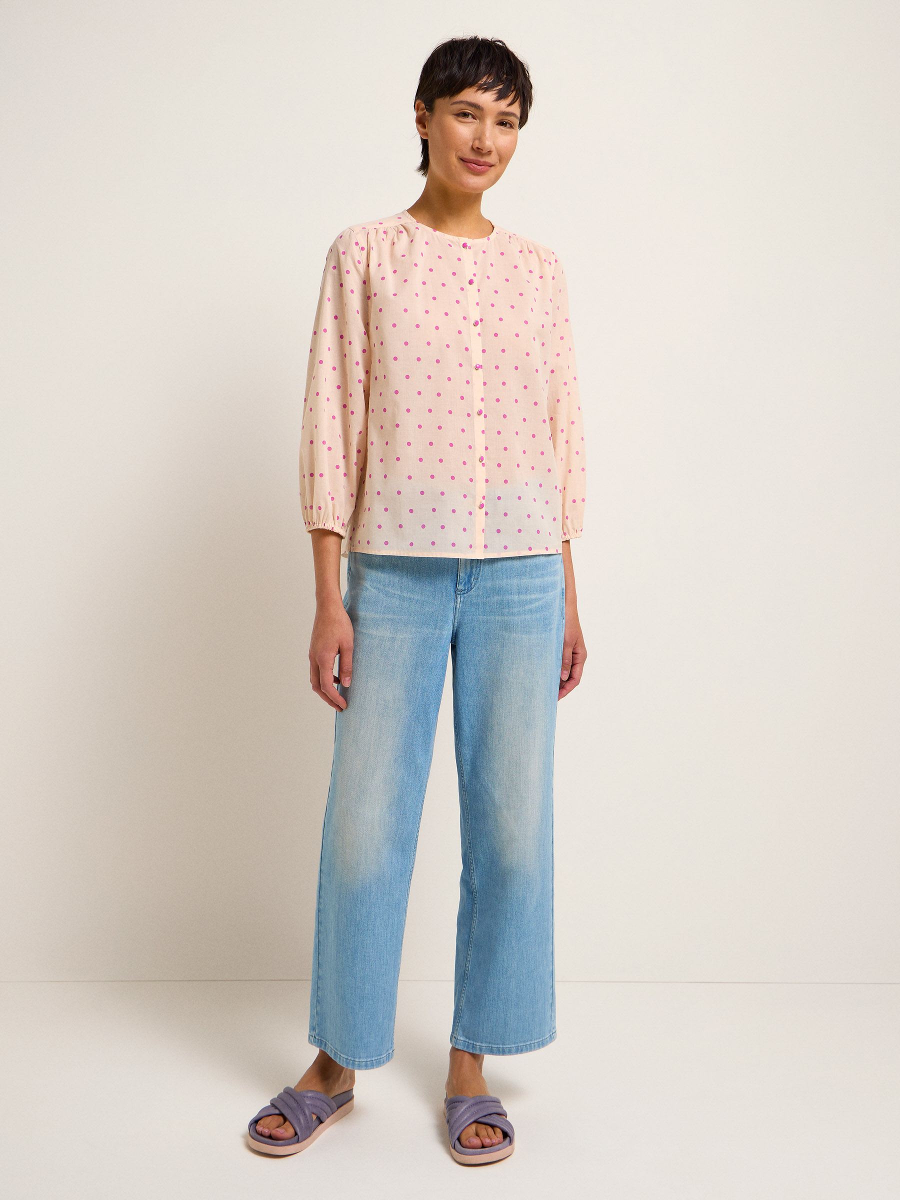 Langarm-Bluse print polka dots bloom