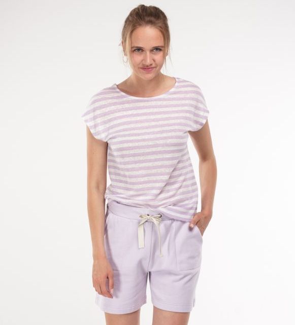 Leichtes Ringel Basic-Shirt lilac aus Leinen 