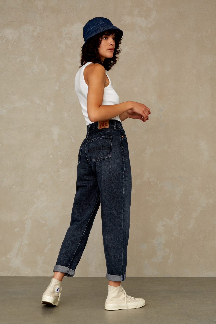 Jeans Caroline Cropped - High Rise Tapered - Clean Burgos Recycled Night