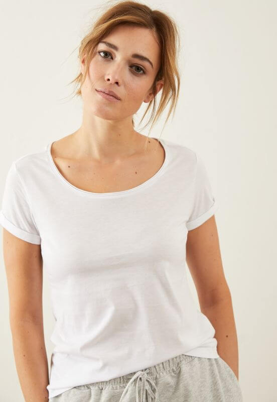 Basic Damen-Kurzarmshirt in Weiß
