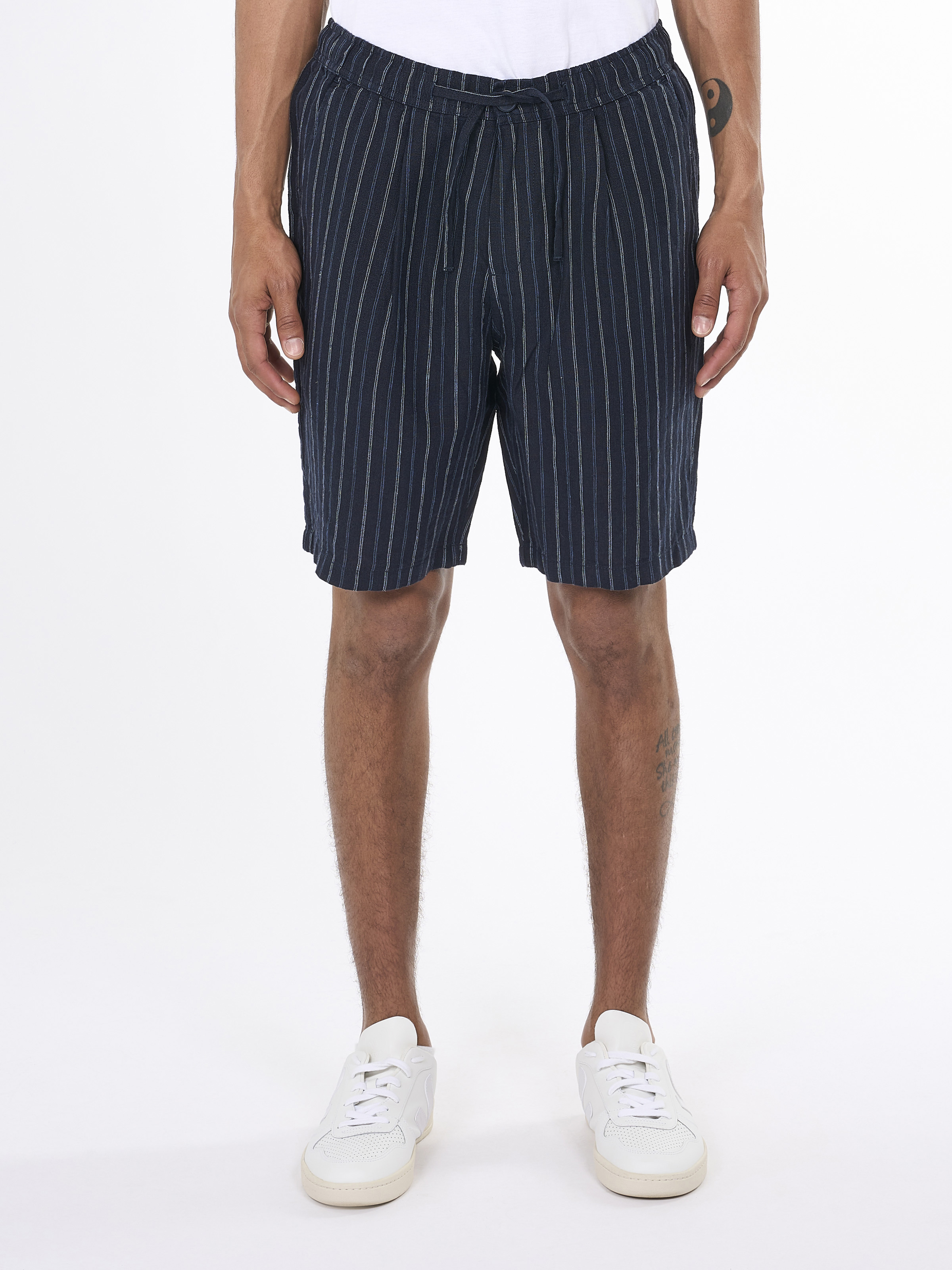 Shorts Loose Striped Navy