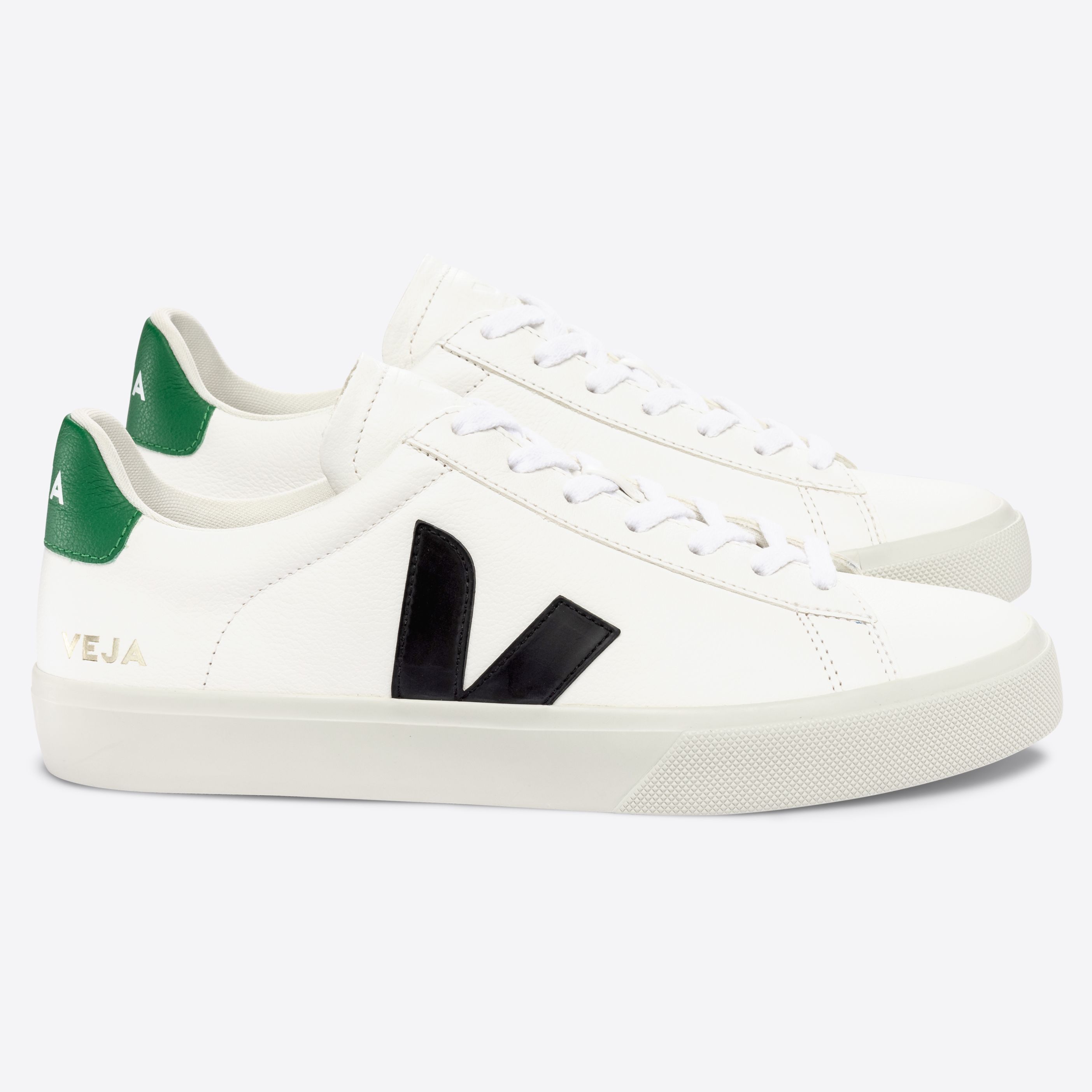 Herren-Sneaker Campo Chromefree Leather Extra White-Black-Emeraude