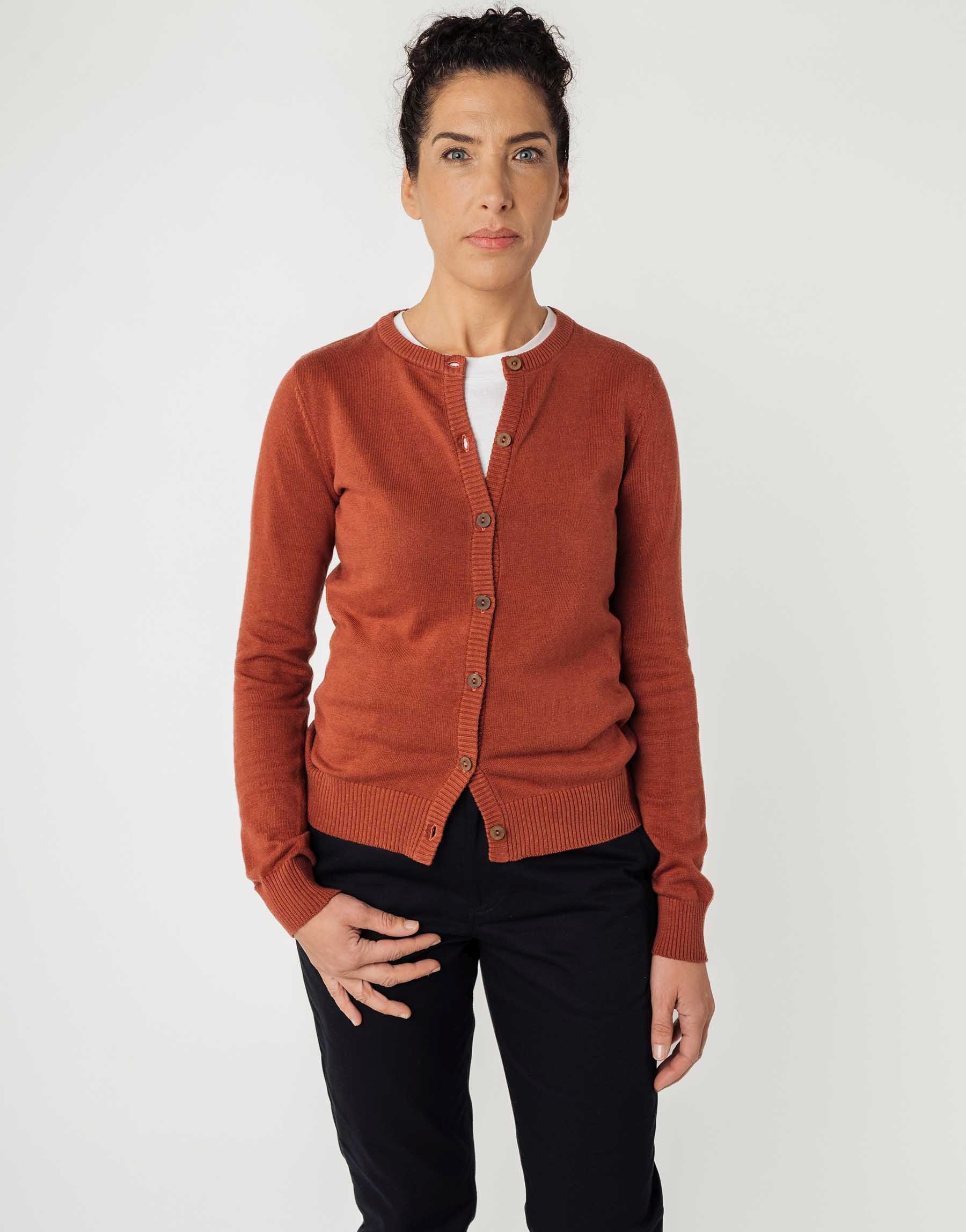 Basic Cardigan mahagoni melange