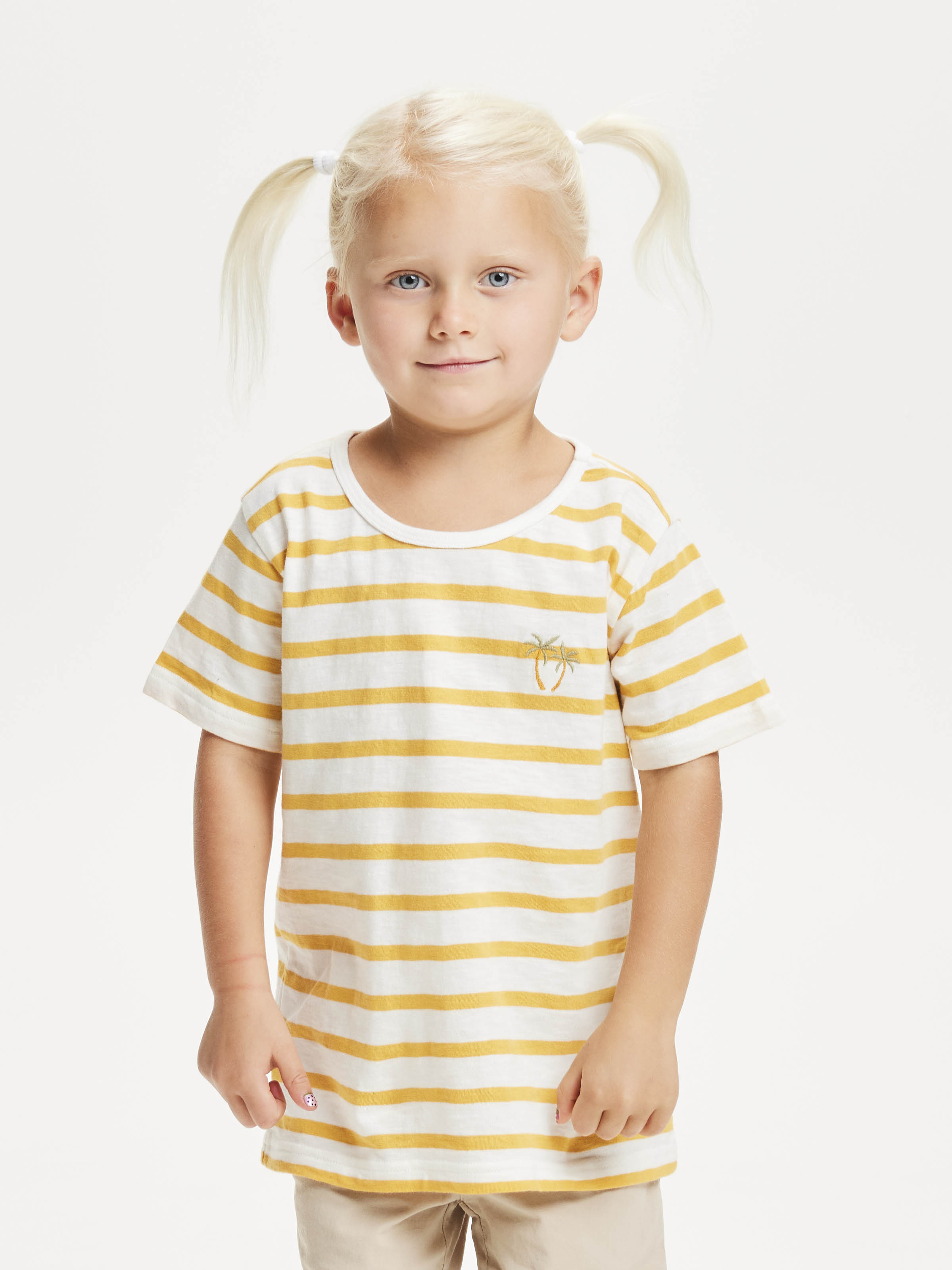 Gestreiftes Kinder-Shirt mit Palmen-Stickerei Honey Gold