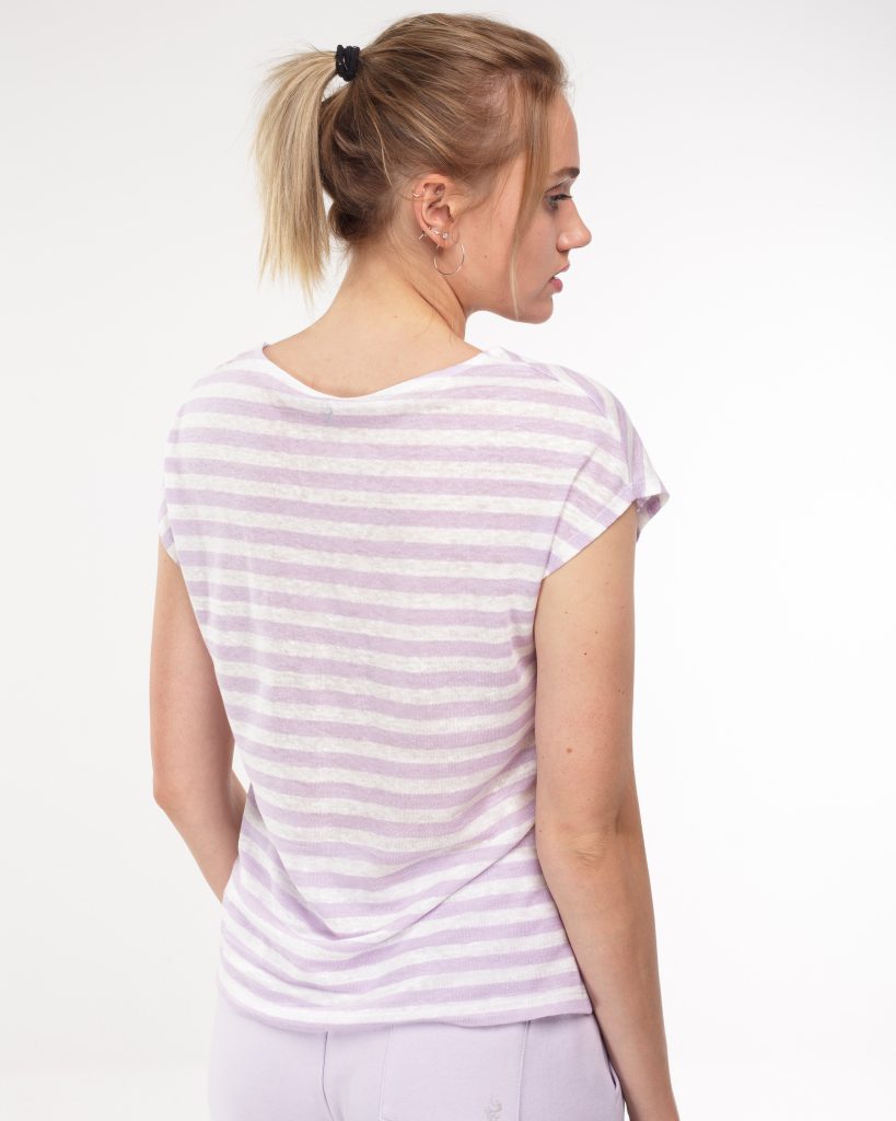 Leichtes Ringel Basic-Shirt lilac aus Leinen 
