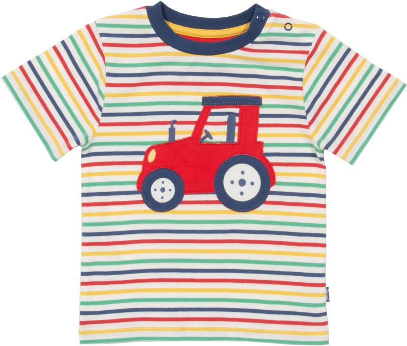 Bunt gestreiftes Baby-Shirt mit Traktor