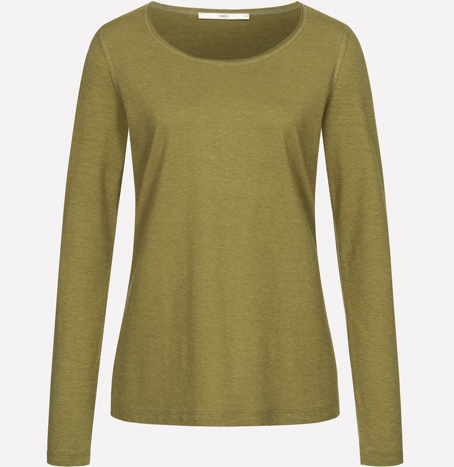 Basic-Langarmshirt für Damen green moss mit Hanf