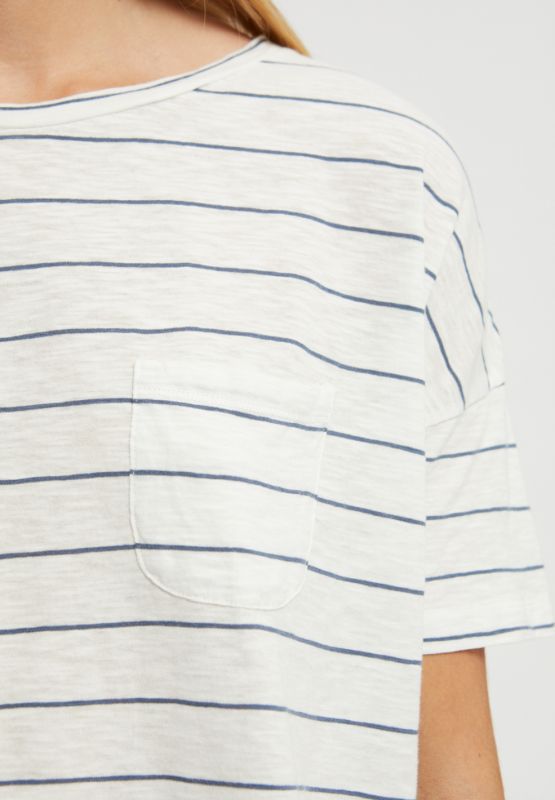 T-Shirt MELINAA STRIPES oatmilk/foggy blue