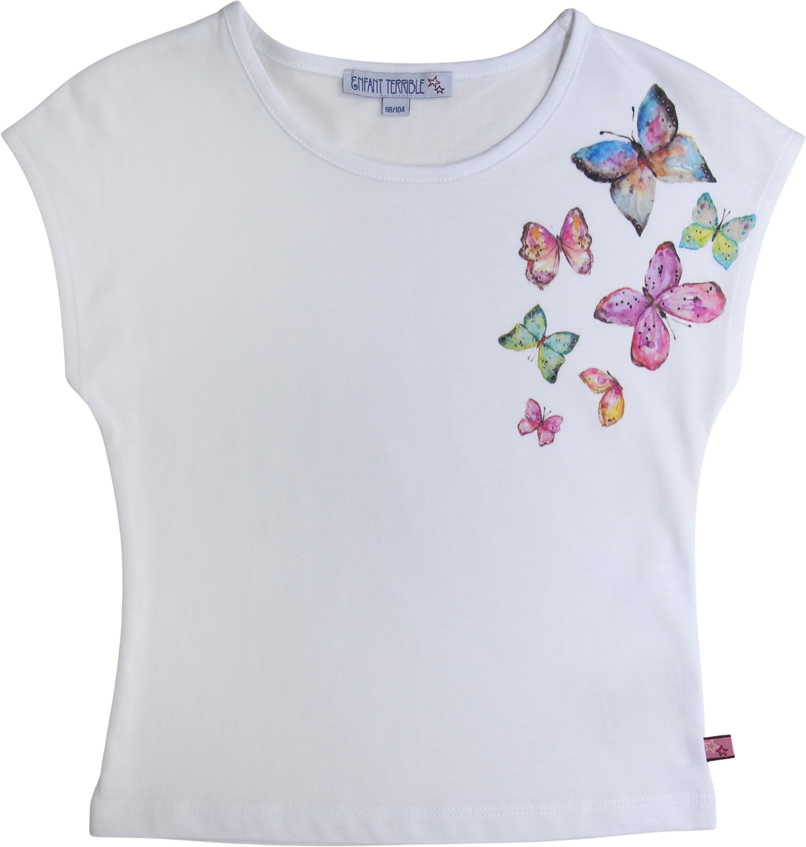 Kurzarm-Shirt mit Schmetterlingsdruck white