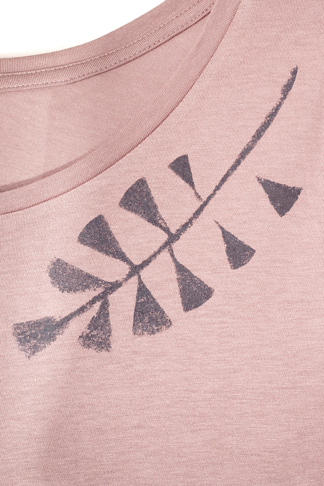 Damen-T-Shirt Shoulder Branch Dusty Pink